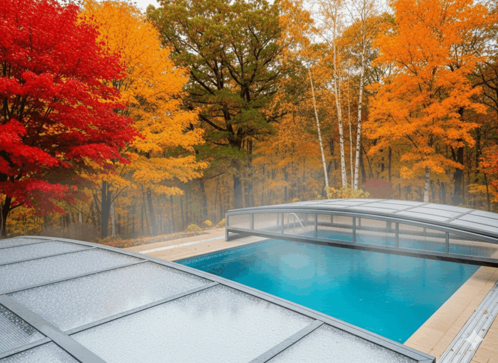 wie eine poolüberdachung ihren pool auf herbst und winter vorbereitet